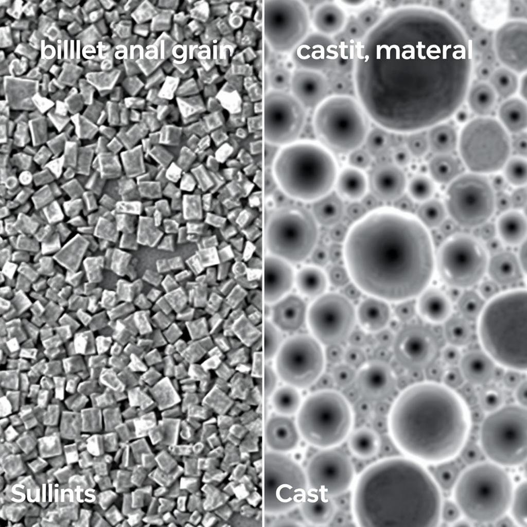 Microscopic view comparing grain structure of billet vs cast material
