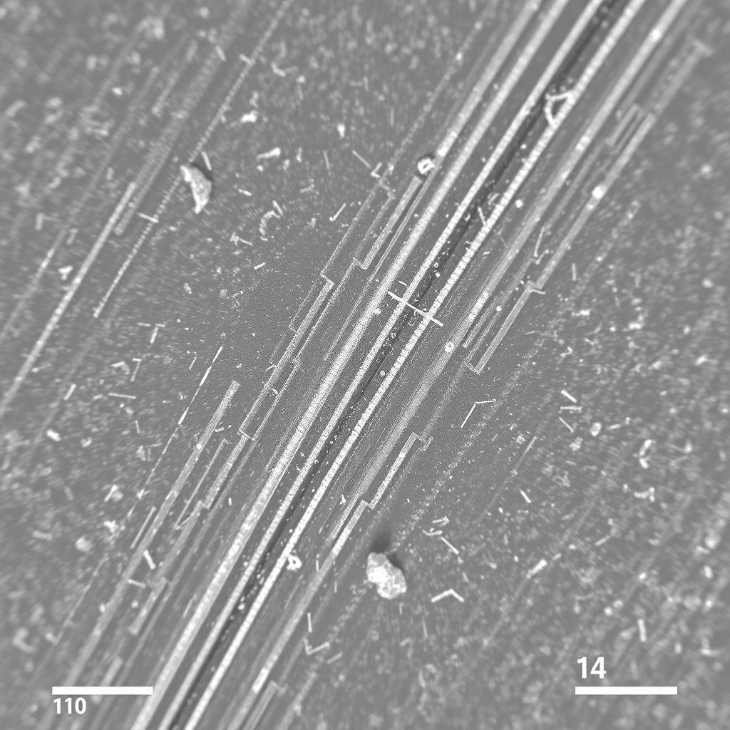 Microscopic view of aligned grain structure in forged aluminum
