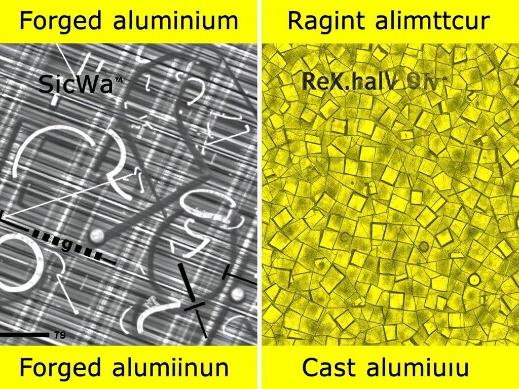 Microscopic view of aligned grain structure in forged aluminum
