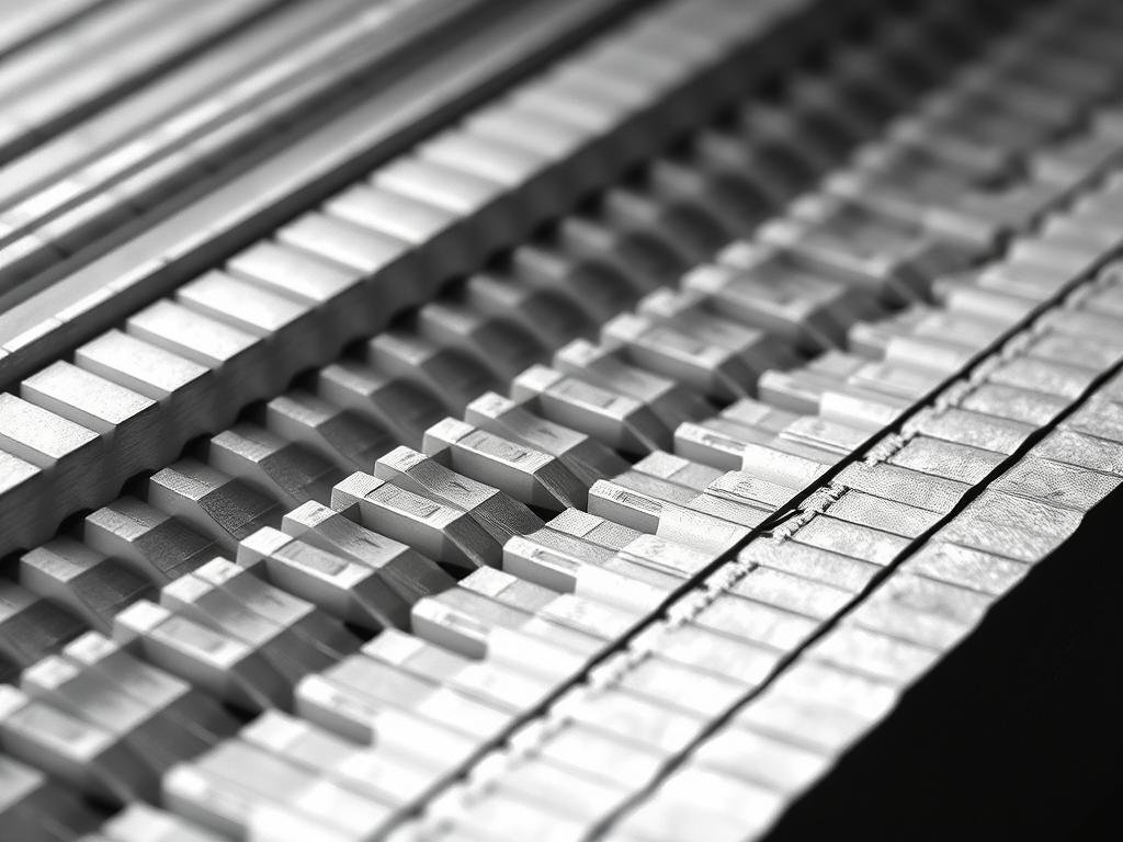 Microscopic view of aligned grain structure in hot forged aluminum