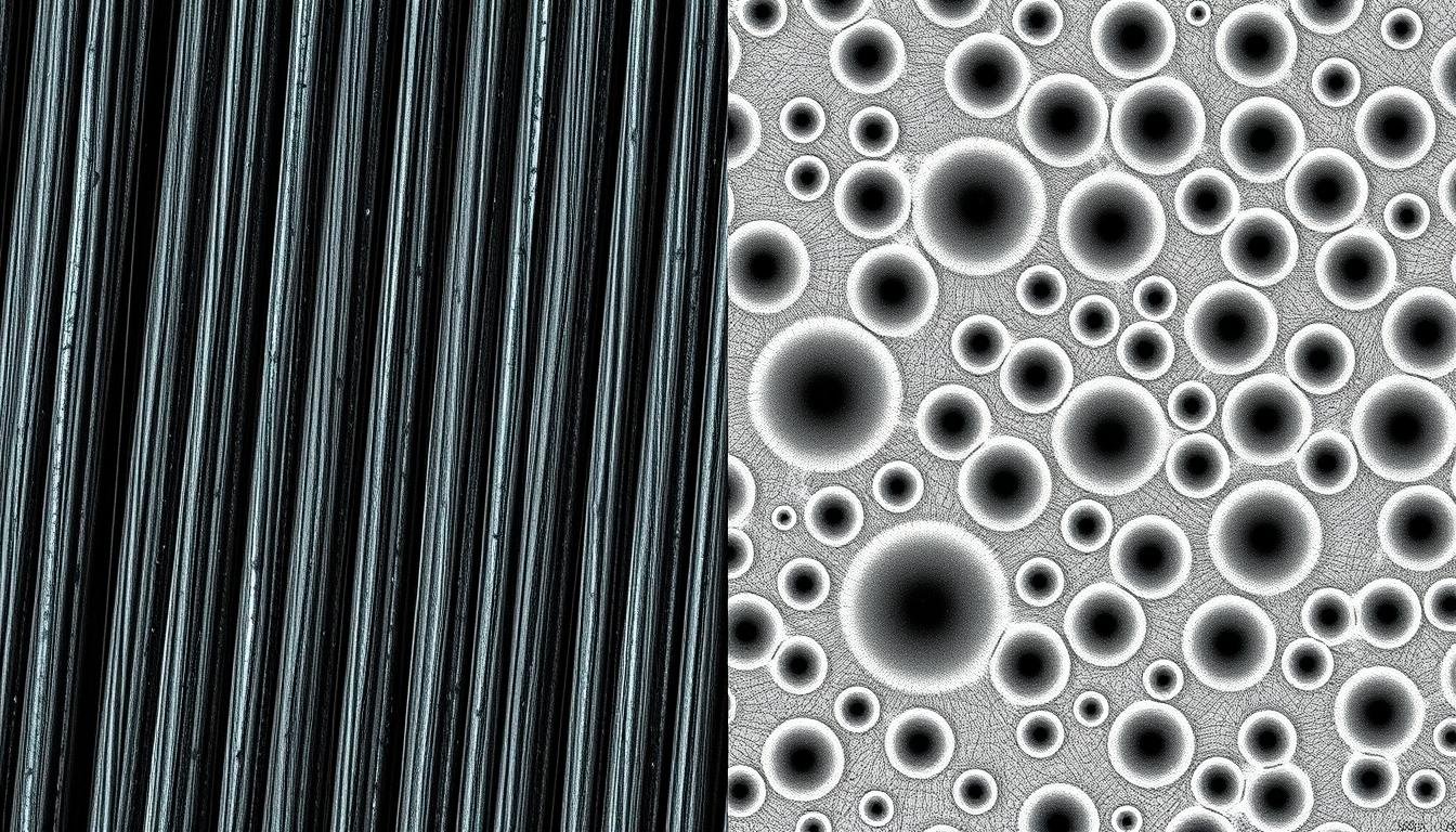 Microscopic view of steel grain structure comparison between forged and cast steel