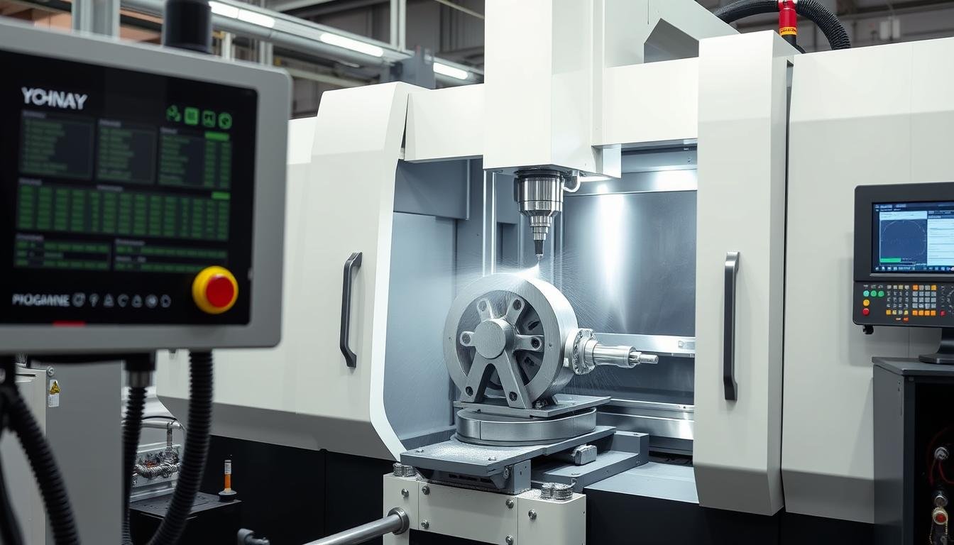Modern CNC machining center in operation
