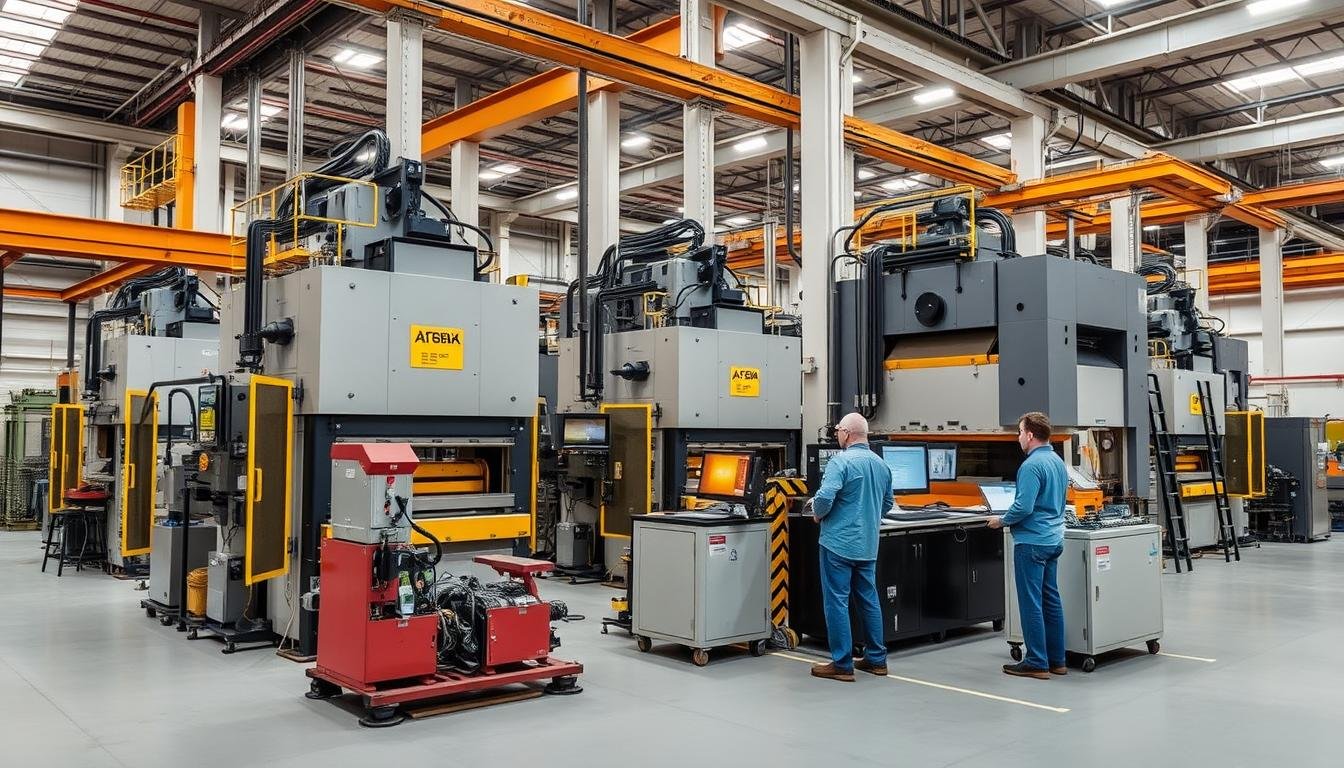 Modern Metal Forging Procedures in an industrial setting with advanced machinery