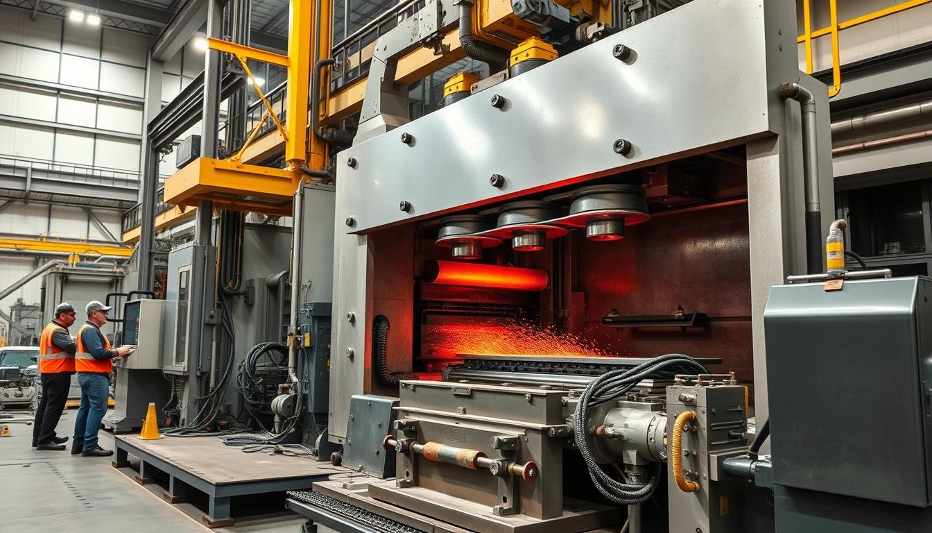 Modern hydraulic forging press in operation at MAIKONG manufacturing facility