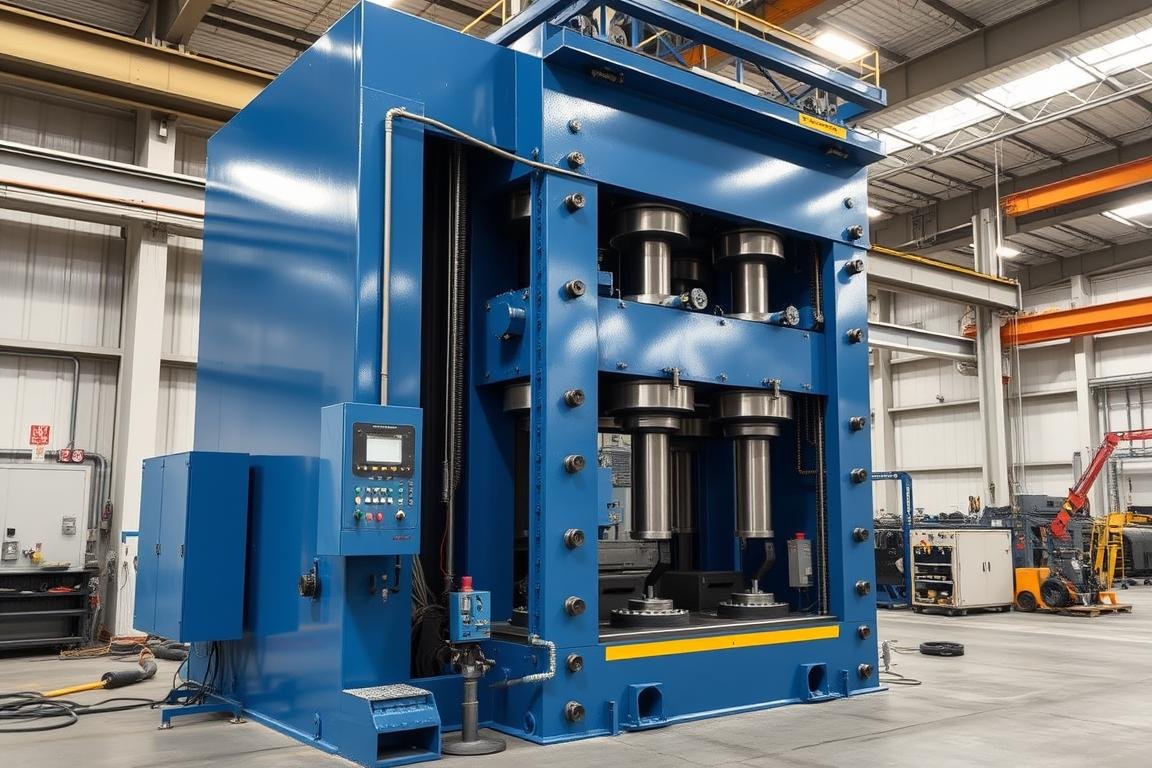 Modern hydraulic press used in steel forging
