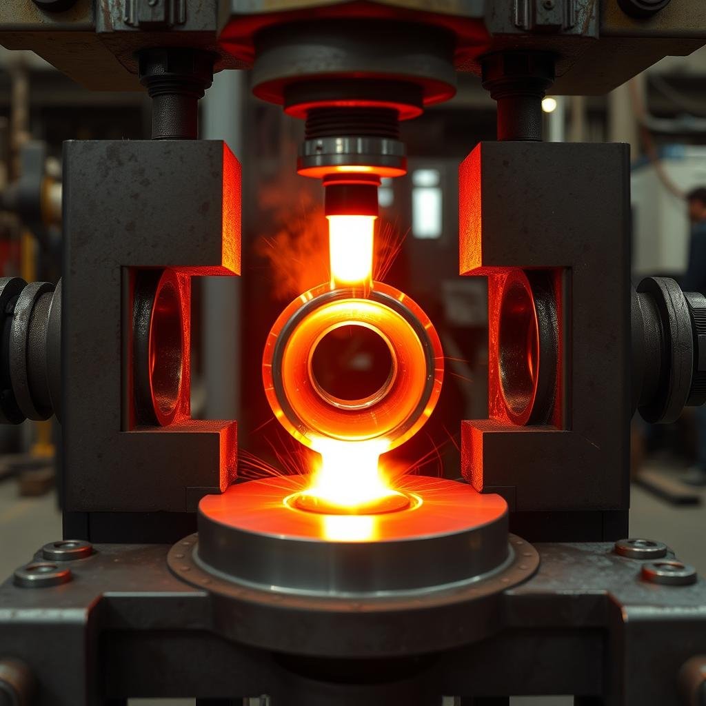 Open die aluminum forging process at MAIKONG manufacturing facility