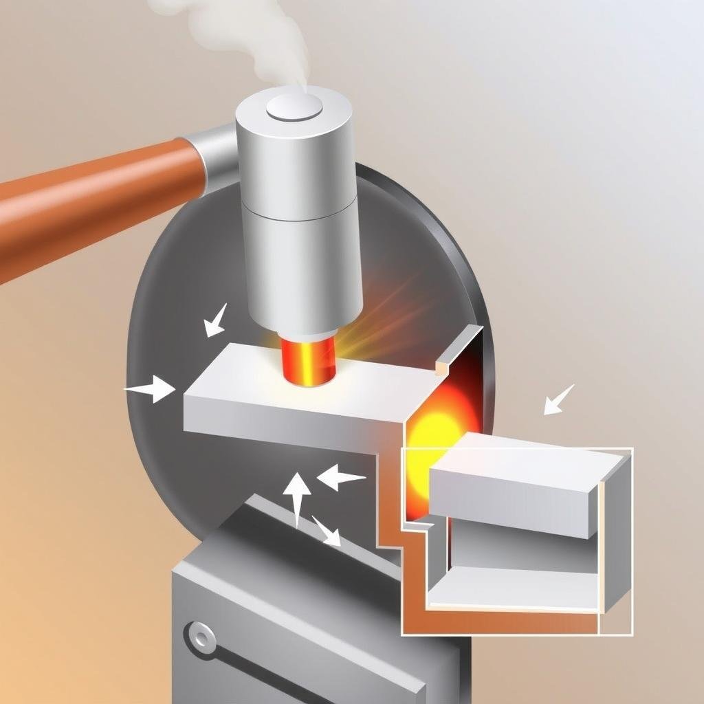Open die aluminum forging process with hammer and flat dies