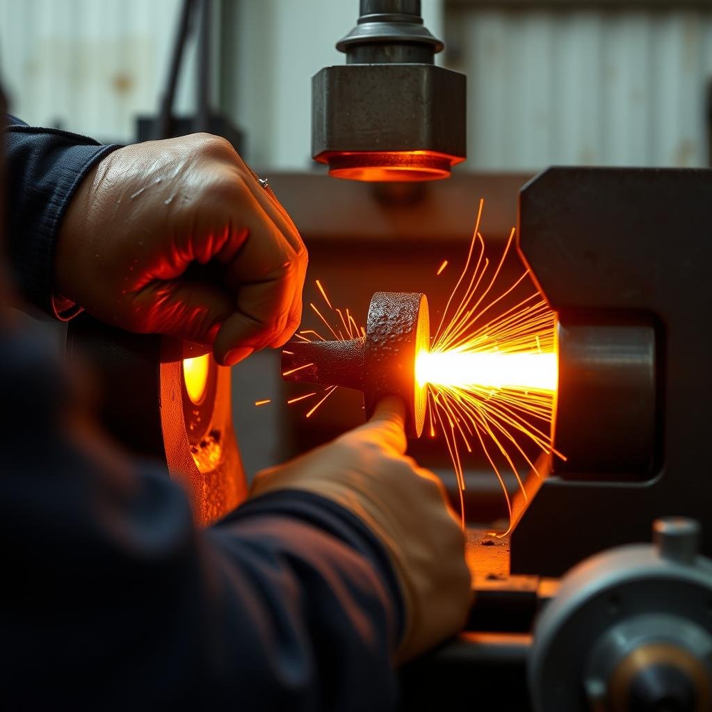 Open die forging operation at MAIKONG's metal forge workshop