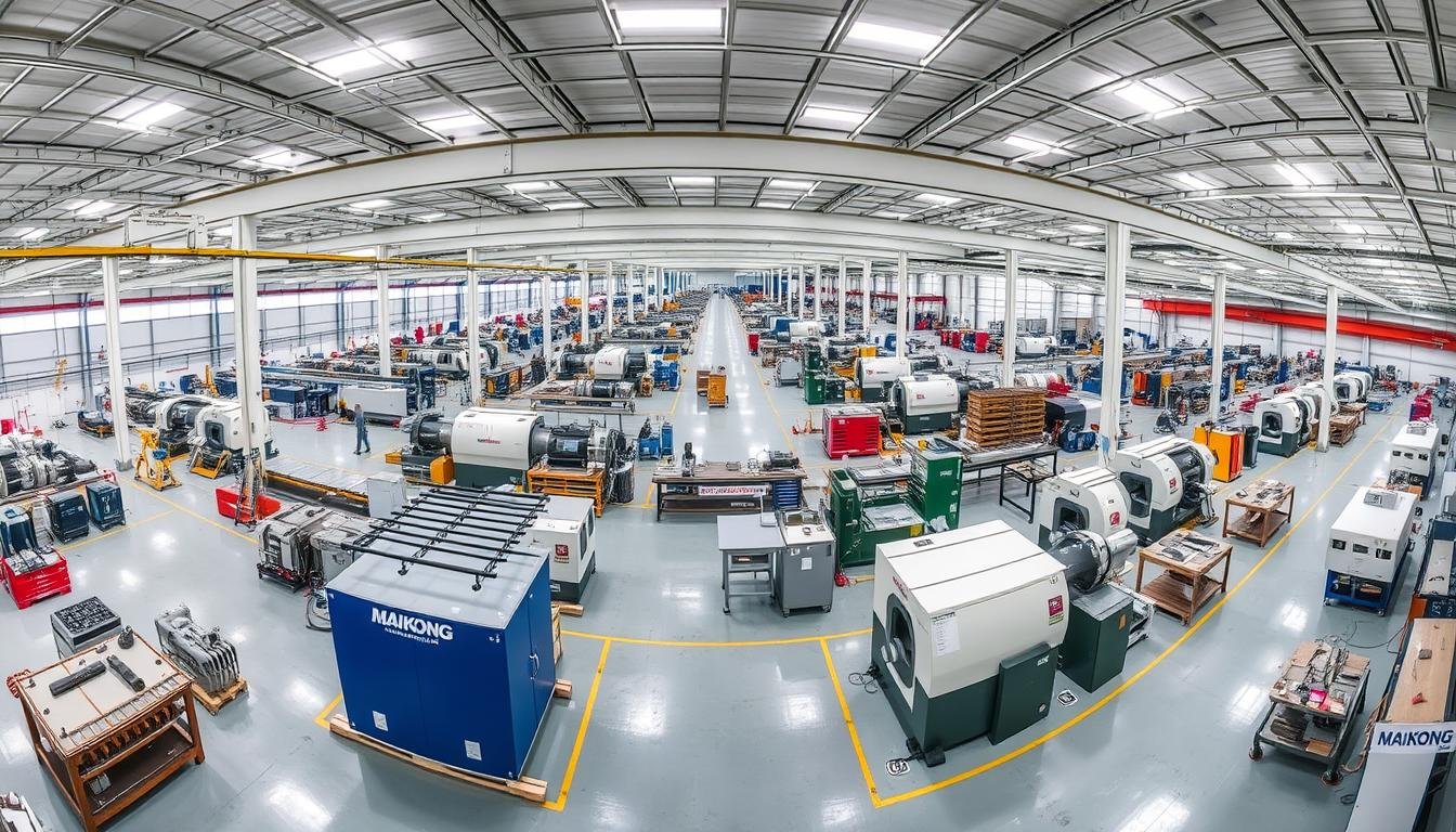 Overview of MAIKONG's aluminum forging manufacturing facility showing the complete production process