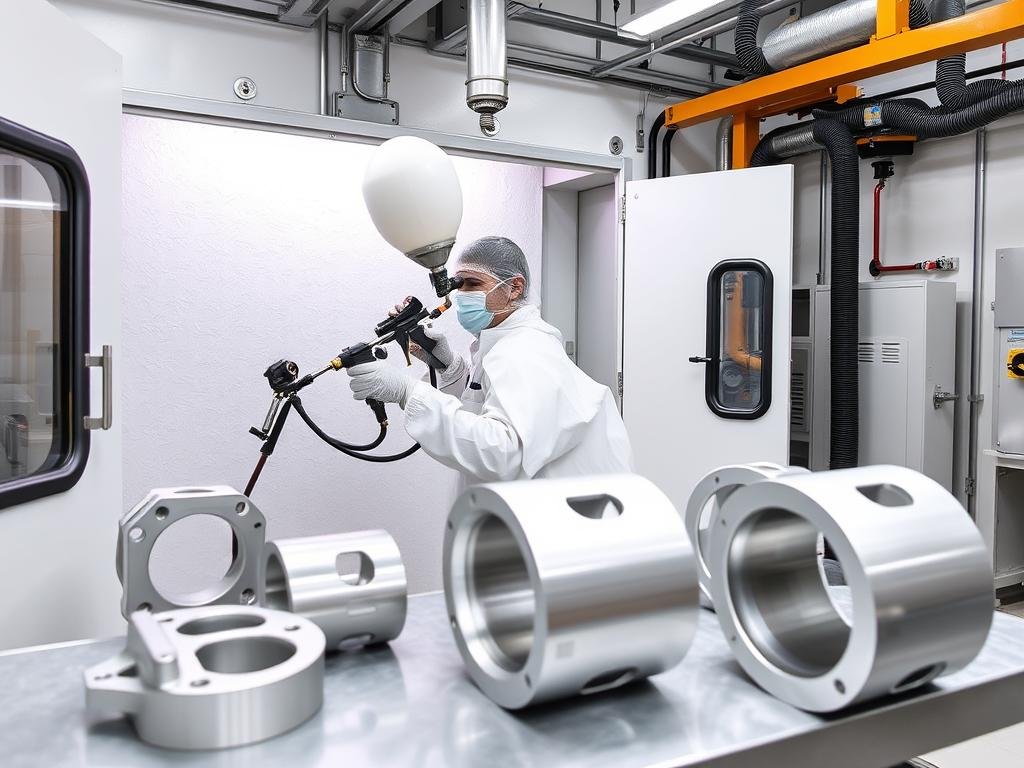 Powder coating application on aluminum components Powder coating application on aluminum components