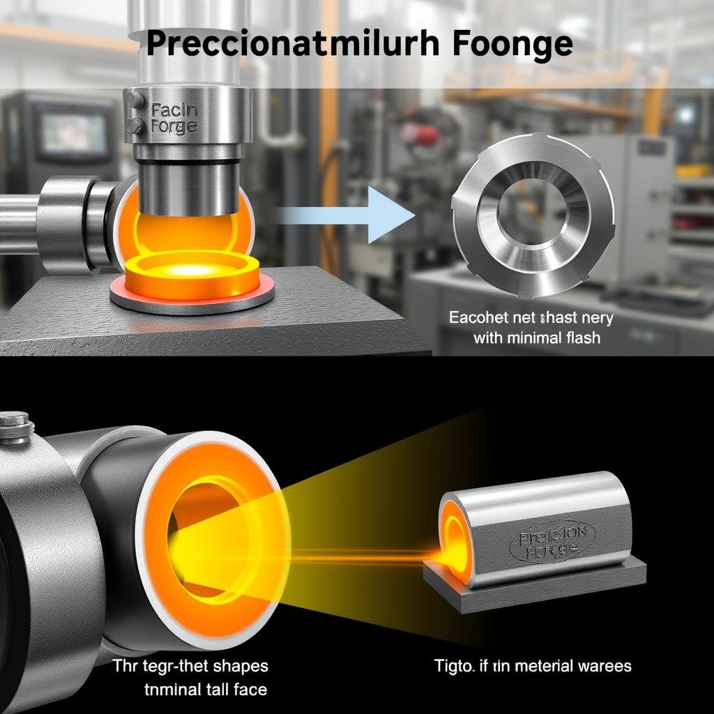Precision forging process showing near-net shape component production