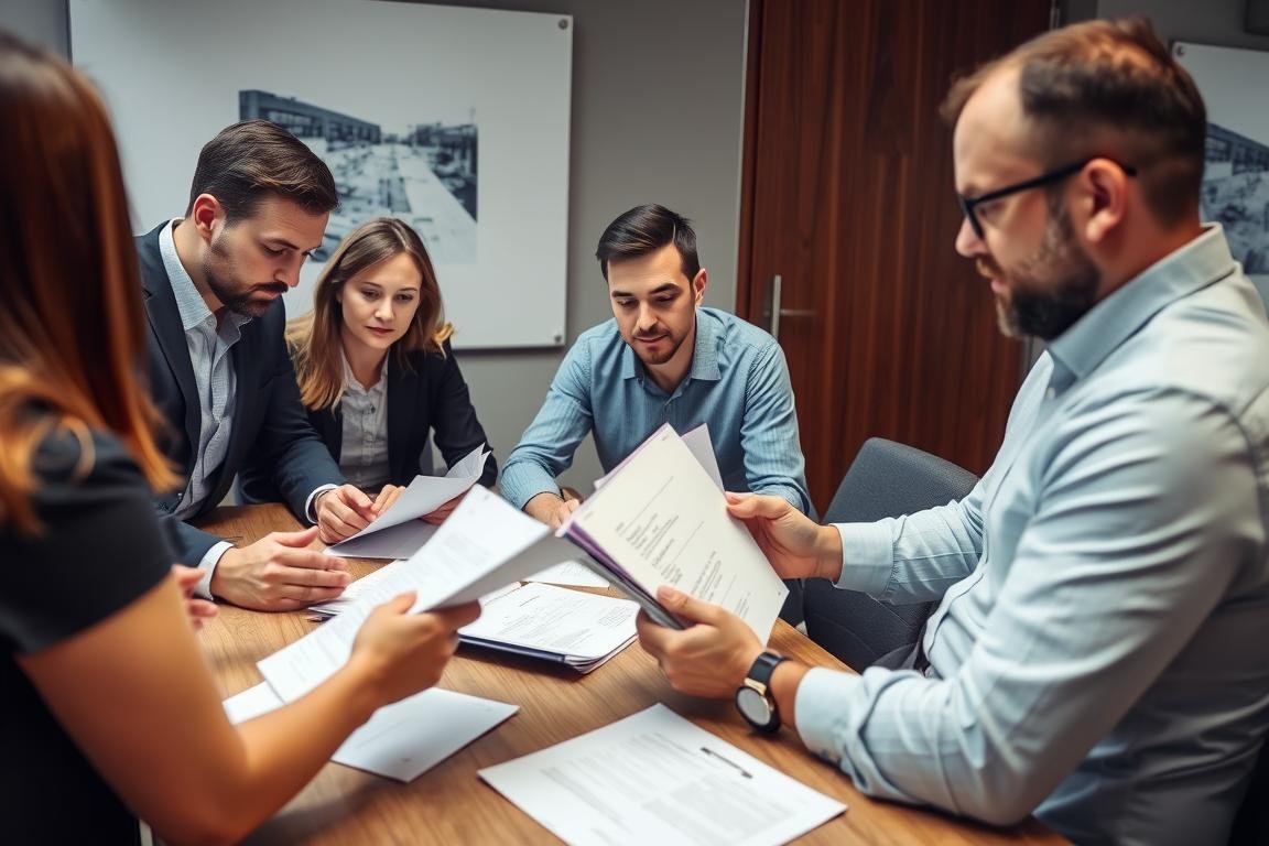 Procurement team reviewing forging supplier documentation