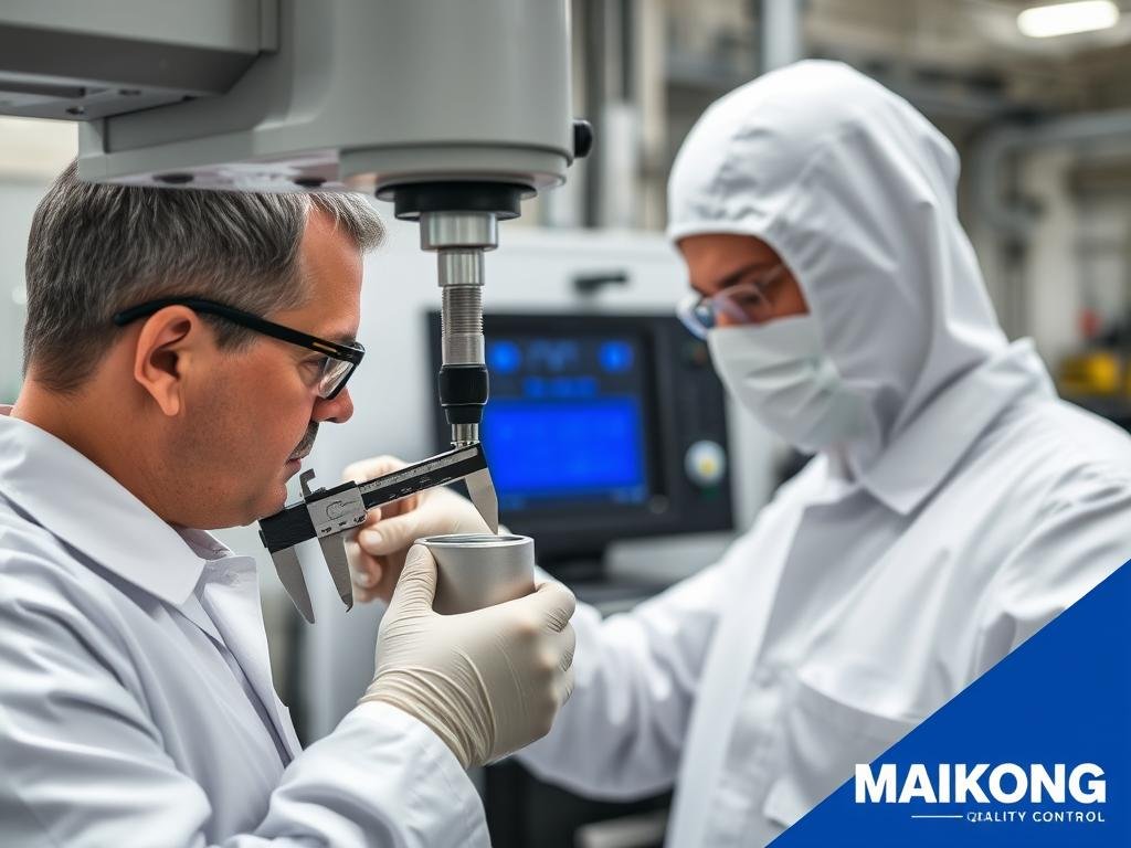 Quality control inspection of aluminum components showing testing equipment and procedures Quality control inspection of aluminum components showing testing equipment and procedures