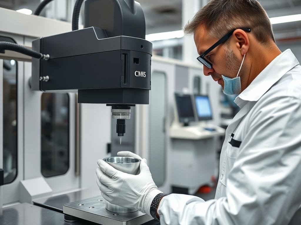 Quality control inspection of aluminum forged and machined components at MAIKONG