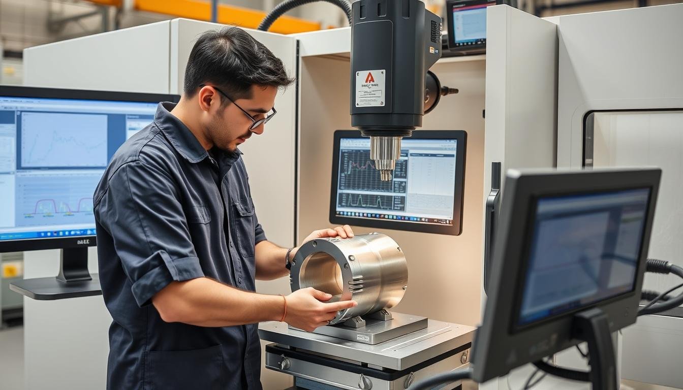 Quality control inspection of aluminum forged components at MAIKONG Quality control inspection of aluminum forged components at MAIKONG