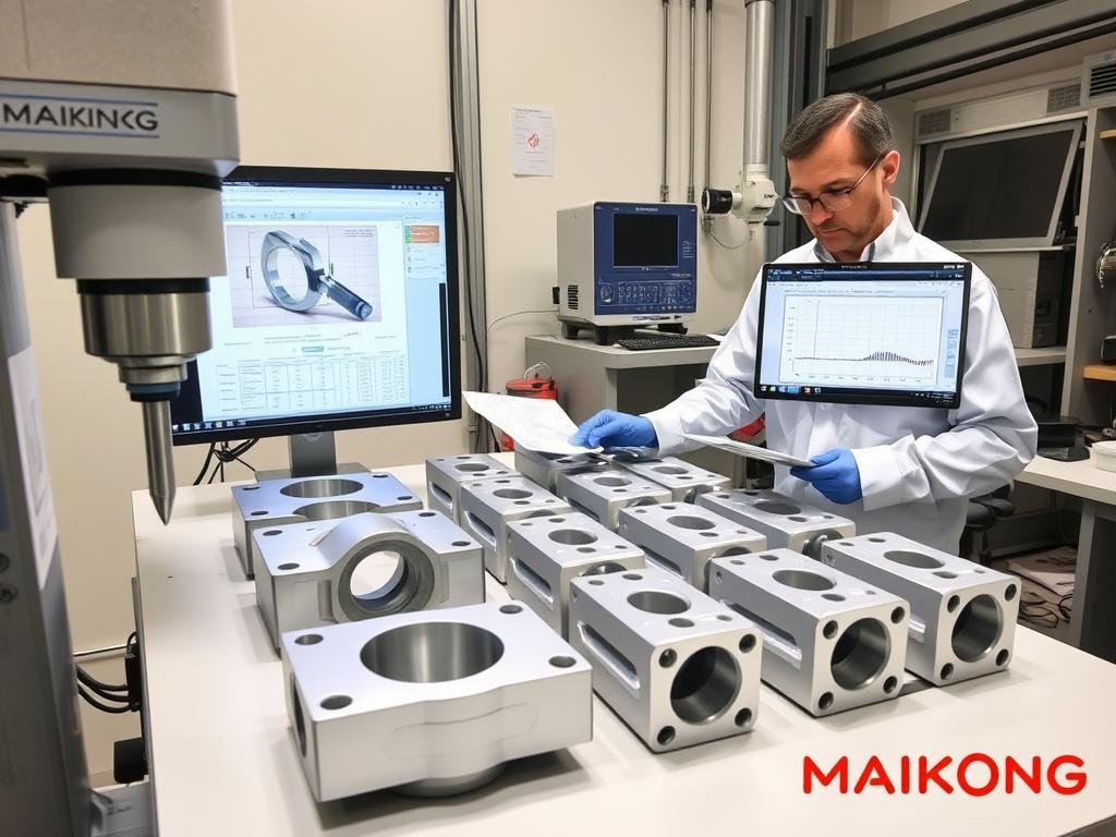 Quality control inspection of aluminum forged parts at MAIKONG