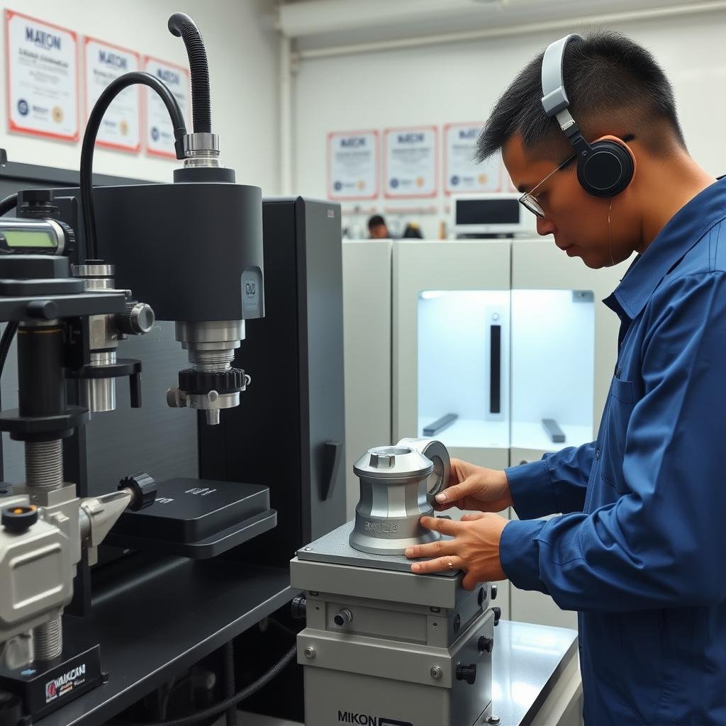 Quality control inspection of forged aluminum components at MAIKONG