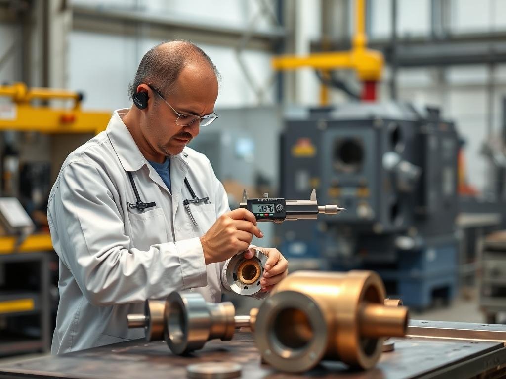 Quality control inspection of forged components with measuring equipment