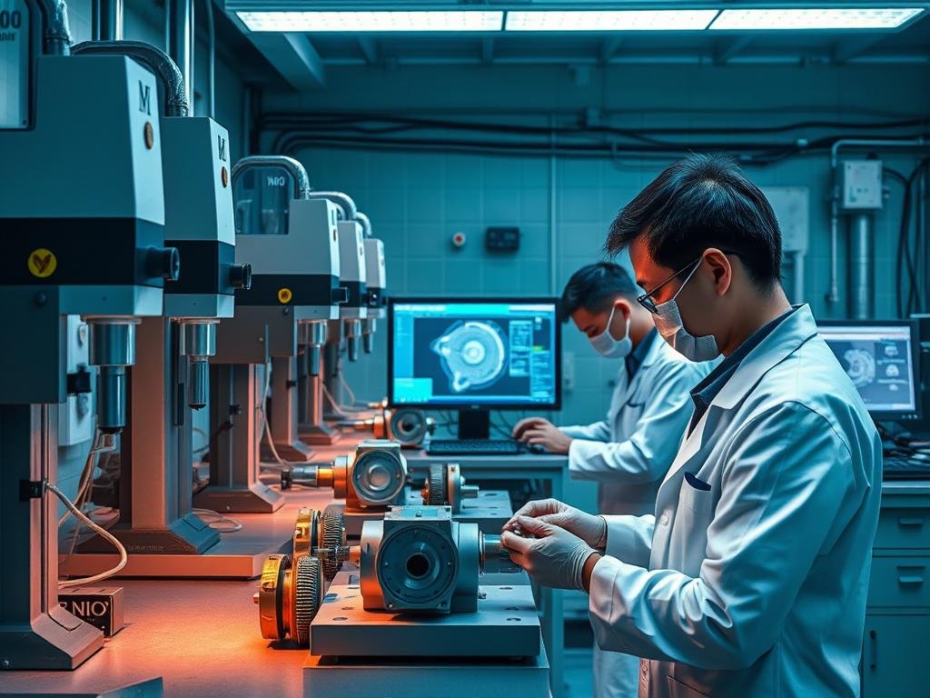 Quality control technicians inspecting forged components at MAIKONG