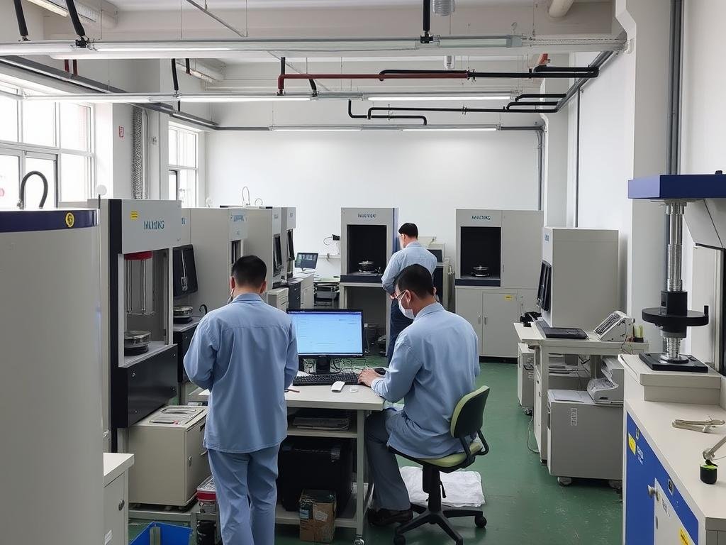 Quality testing equipment for aluminum forged parts at MAIKONG's facility, representing modern standards in the History of Aluminum Forging