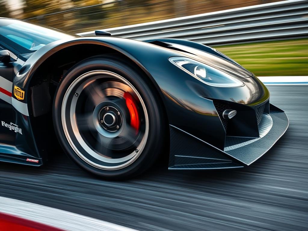 Racing car with specialized aluminium forged wheels