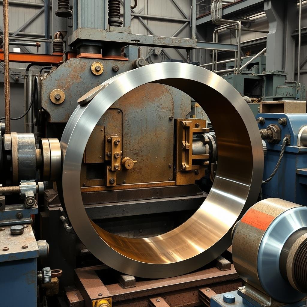 Ring rolling mill forming a large metal ring