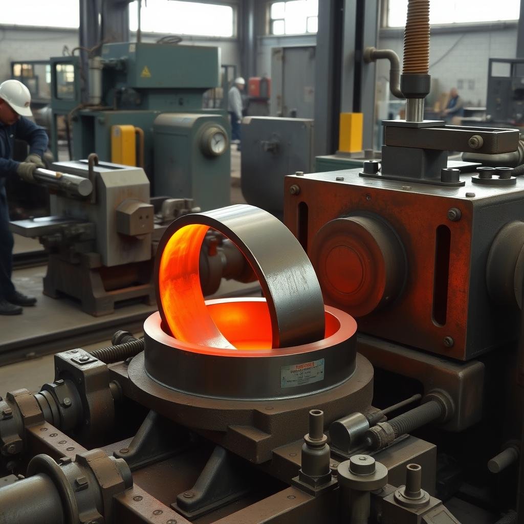 Rolled ring forging process creating a seamless metal ring