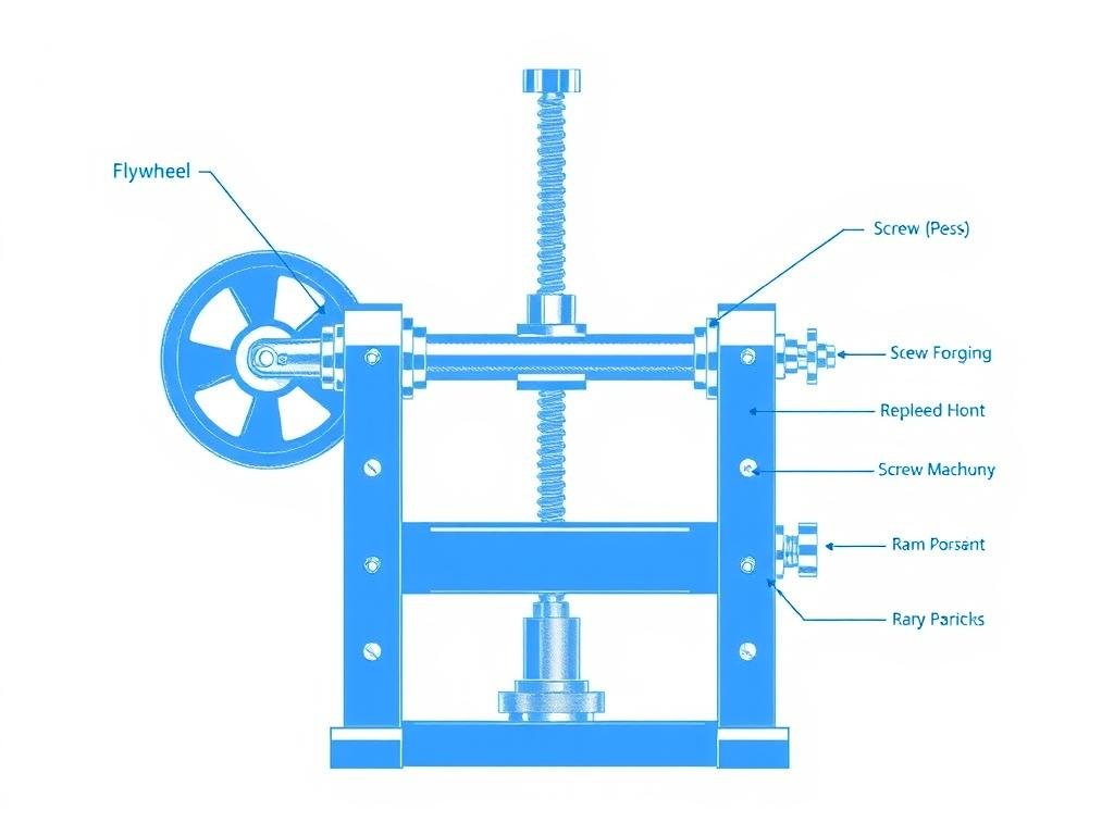Screw forging press with flywheel energy system