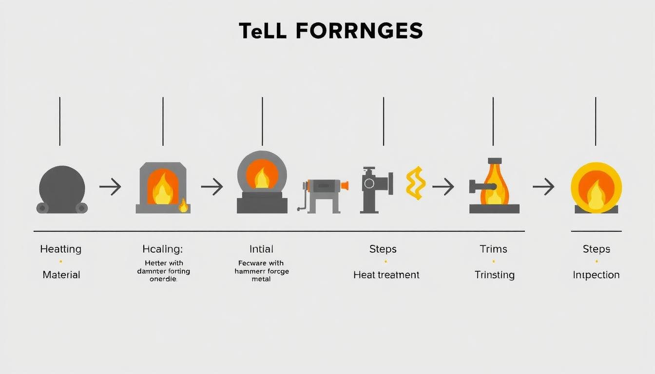 Sequential steps in the forging process showing material transformation