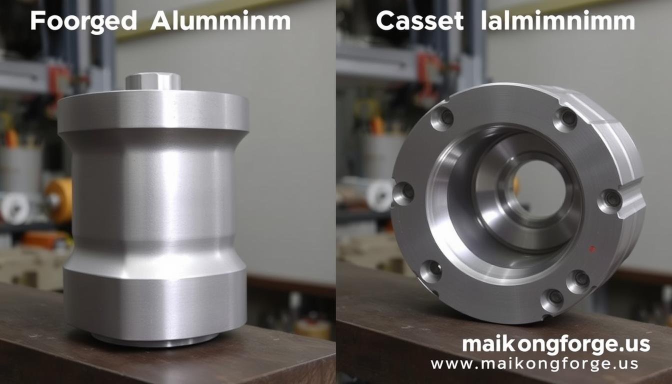 Side-by-side comparison of forged and cast aluminum components
