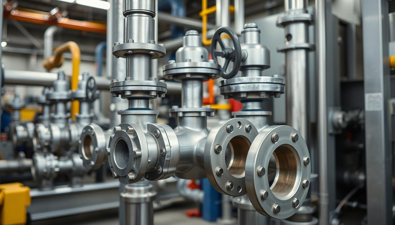 Steel forged components being used in an oil and gas facility Steel forged components being used in an oil and gas facility