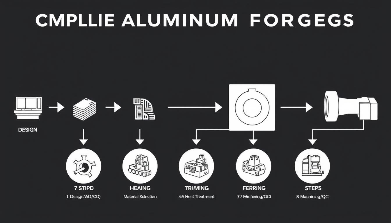 Step-by-step aluminum forging process from design to finished product
