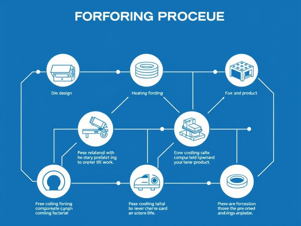 Step-by-step forging procedure diagram showing the complete process flow