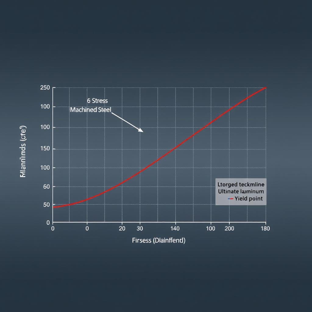 Stress-strain curve comparison between machined steel and forged aluminum Stress-strain curve comparison between machined steel and forged aluminum