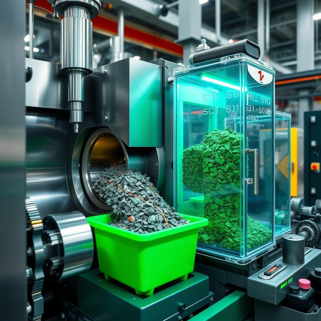 Sustainable billet machining with recycling system for metal chips and cutting fluid Sustainable billet machining with recycling system for metal chips and cutting fluid