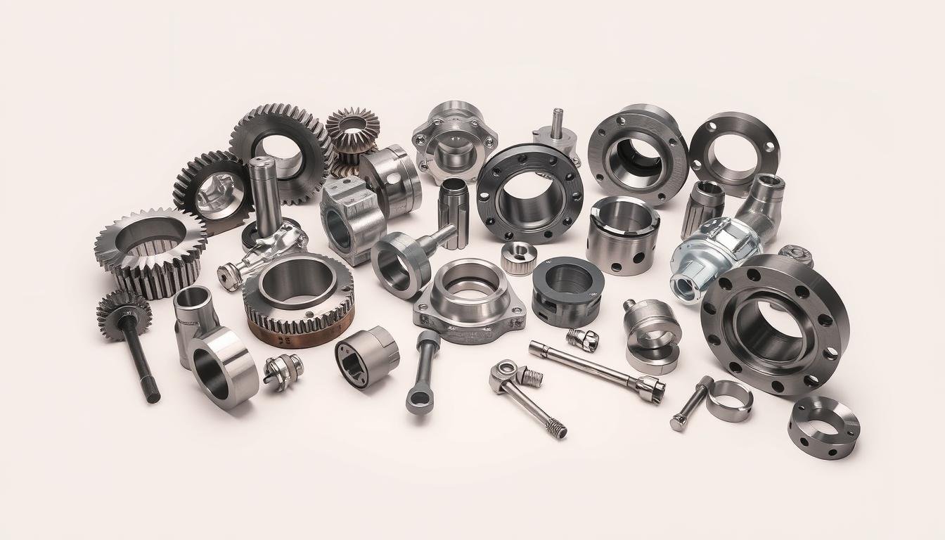 Various forged components for different industries including automotive, aerospace, and industrial applications