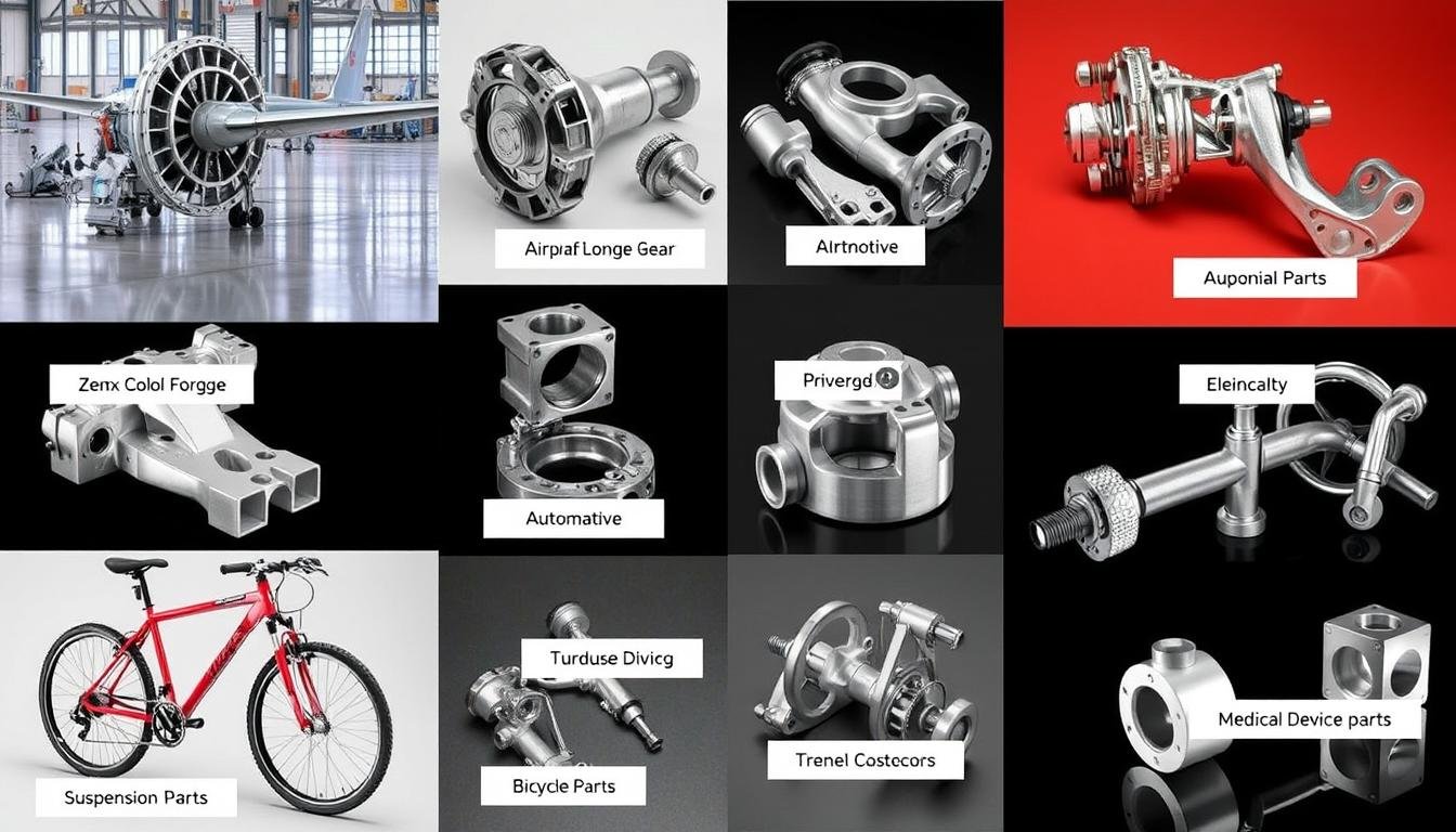 Various industry applications of aluminum forged parts showing the diverse impact of the History of Aluminum Forging