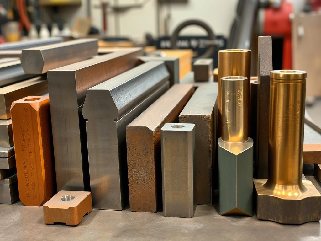 Various metal billets and ingots prepared for the metal forging procedure