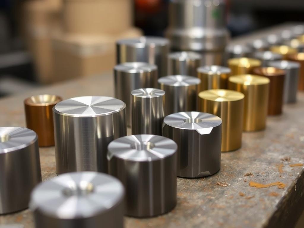 Various metal billets before machining process begins