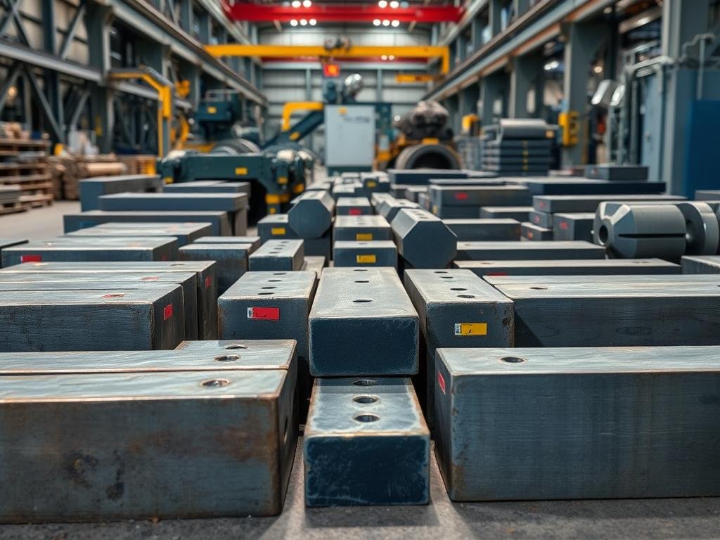 Various steel alloy billets prepared for the forging process Various steel alloy billets prepared for the forging process