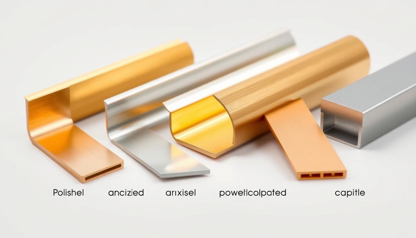 Various surface finishes applied to brass extrusion samples