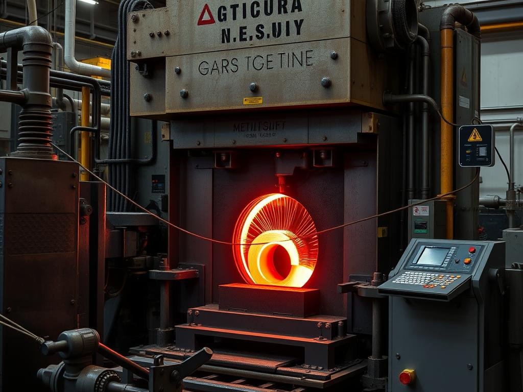 Warm forging operation at MAIKONG's facility showing precision control
