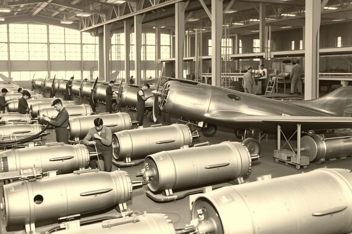 World War II aircraft production showing aluminum forged parts that transformed the History of Aluminum Forging in the US
