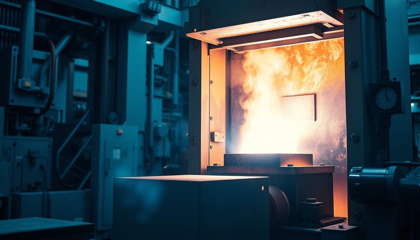 6061 aluminum alloy forgings manufacturing process showing heated metal being shaped under high pressure