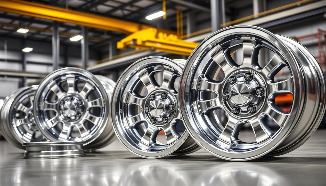Alcoa forged aluminum wheels manufactured by MAIKONG displayed in production facility