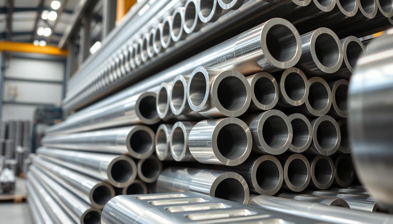 Aluminum billet material in cylindrical form ready for processing