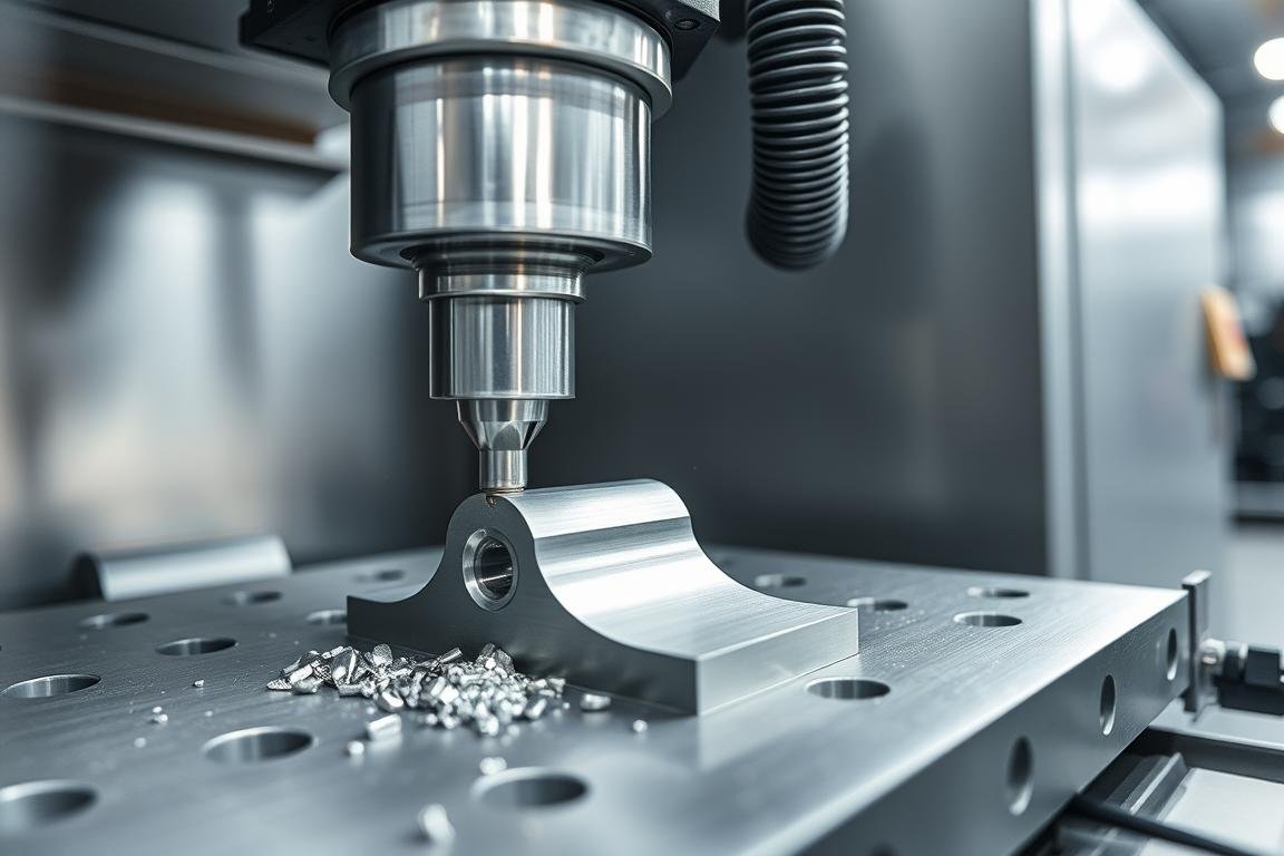 CNC machining of forged 7075 T6 aluminum part at MAIKONG facility