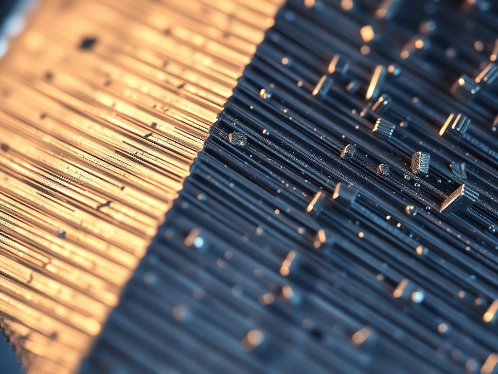 Close-up of 2618 T61 forged aluminum microstructure showing grain alignment Close-up of 2618 T61 forged aluminum microstructure showing grain alignment