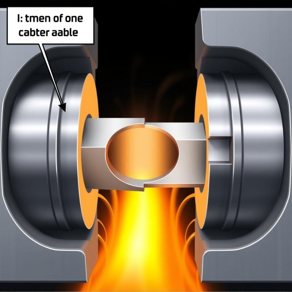 Closed-die forging process showing aluminum being shaped in a die cavity