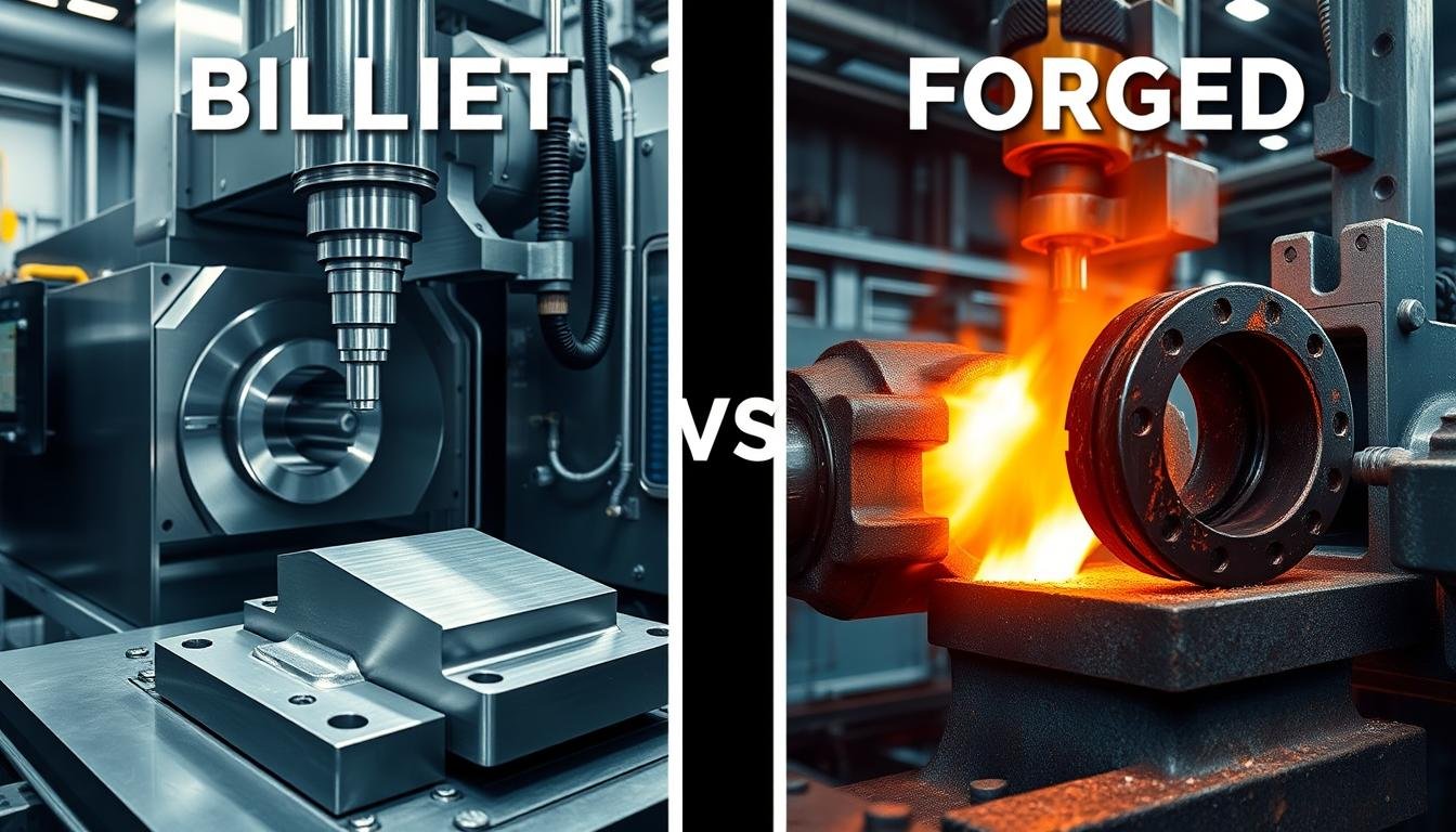 Comparison of billet vs forged manufacturing processes showing the fundamental differences between the two methods